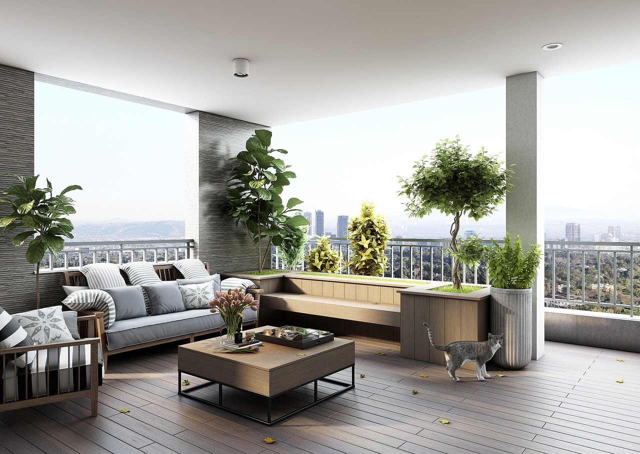 Moderne balkonmodule met uitklapbare tafel en stoelen. Moderne balkonmodule met uitklapbare tafel en stoelen.